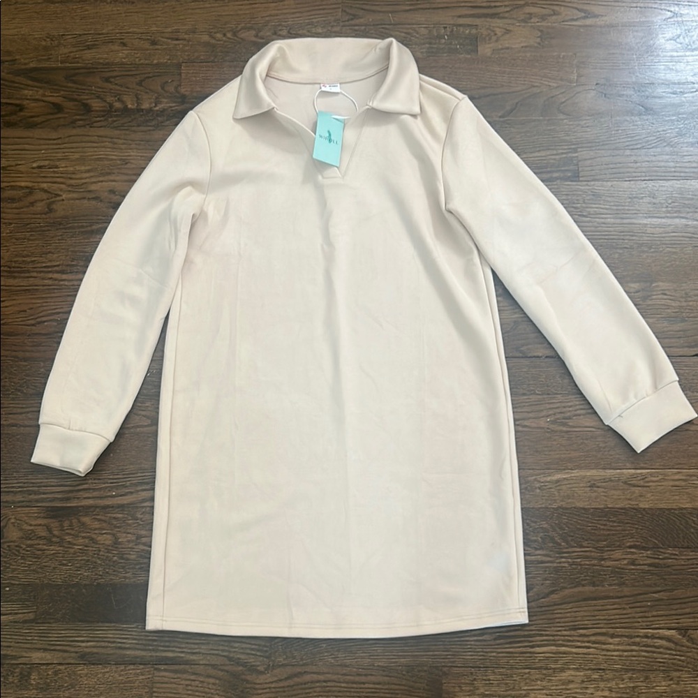 NWT - Elegant Cream Long sleeve Mini Dress